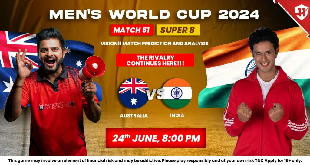 Australia vs India Men’s World Cup 2024 Super-8 11th Match Prediction and Fantasy Cricket Tips