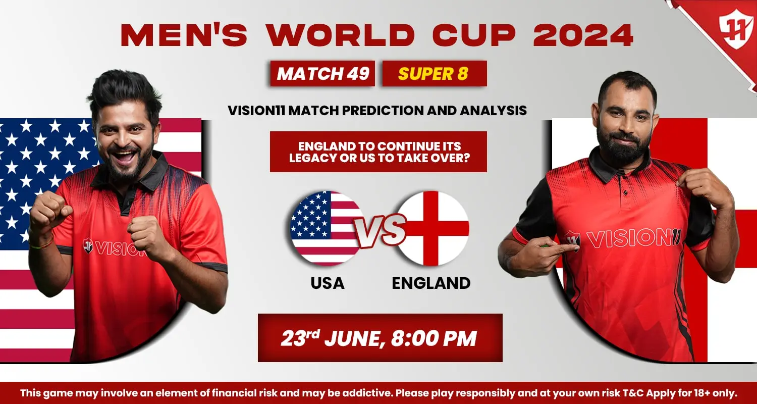 USA vs England Men's World Cup 2024 Super-8 9th Match Prediction and Fantasy Cricket Tips